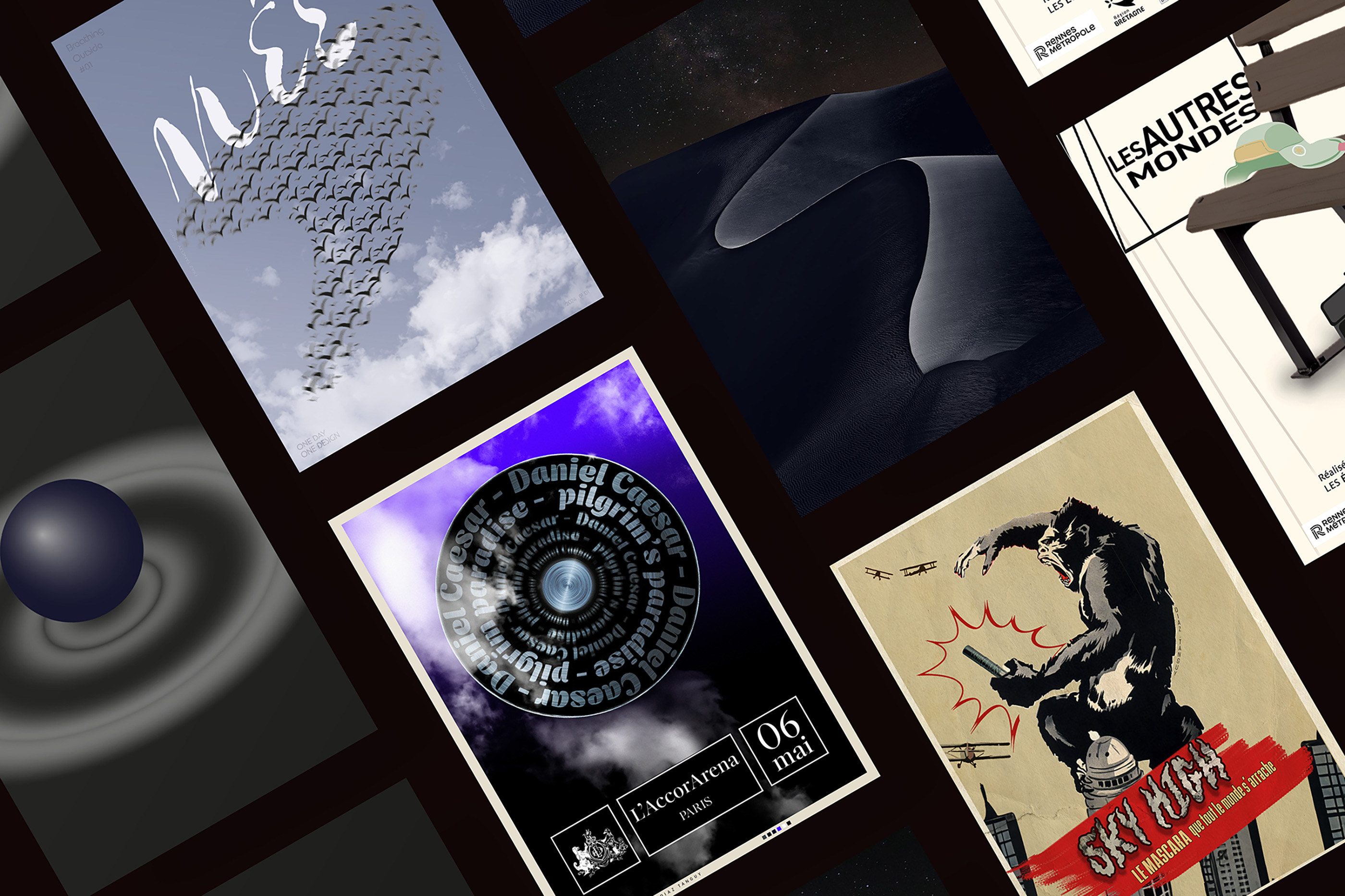 plusieurs posters créés par tanguy diaz