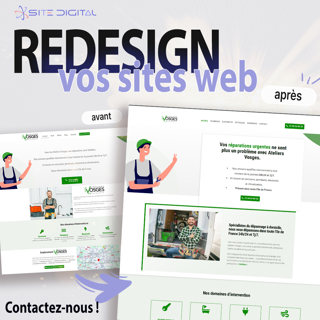 Redesign de site web avant/après